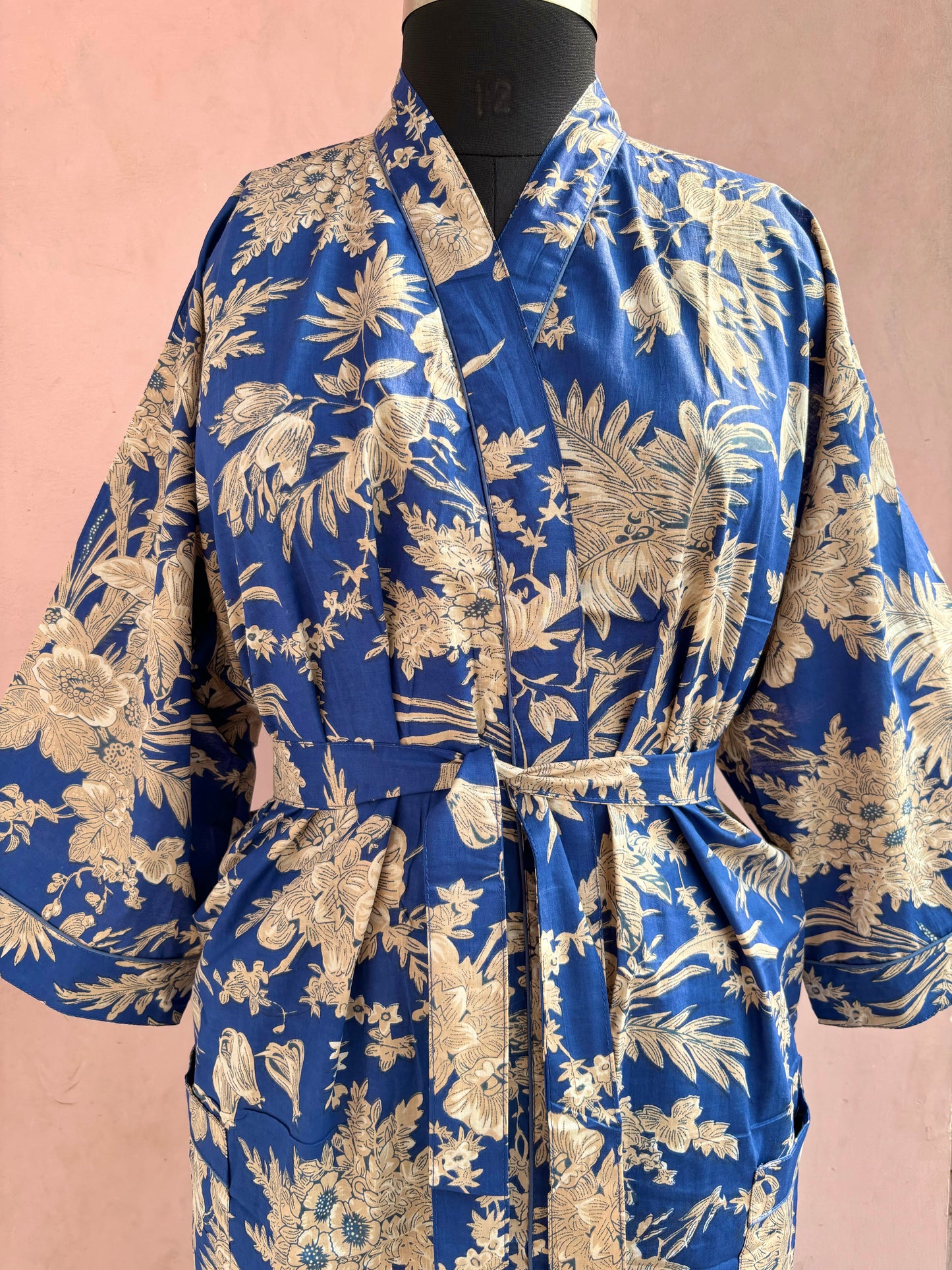 Imperial Blue Cotton Kimono Robe