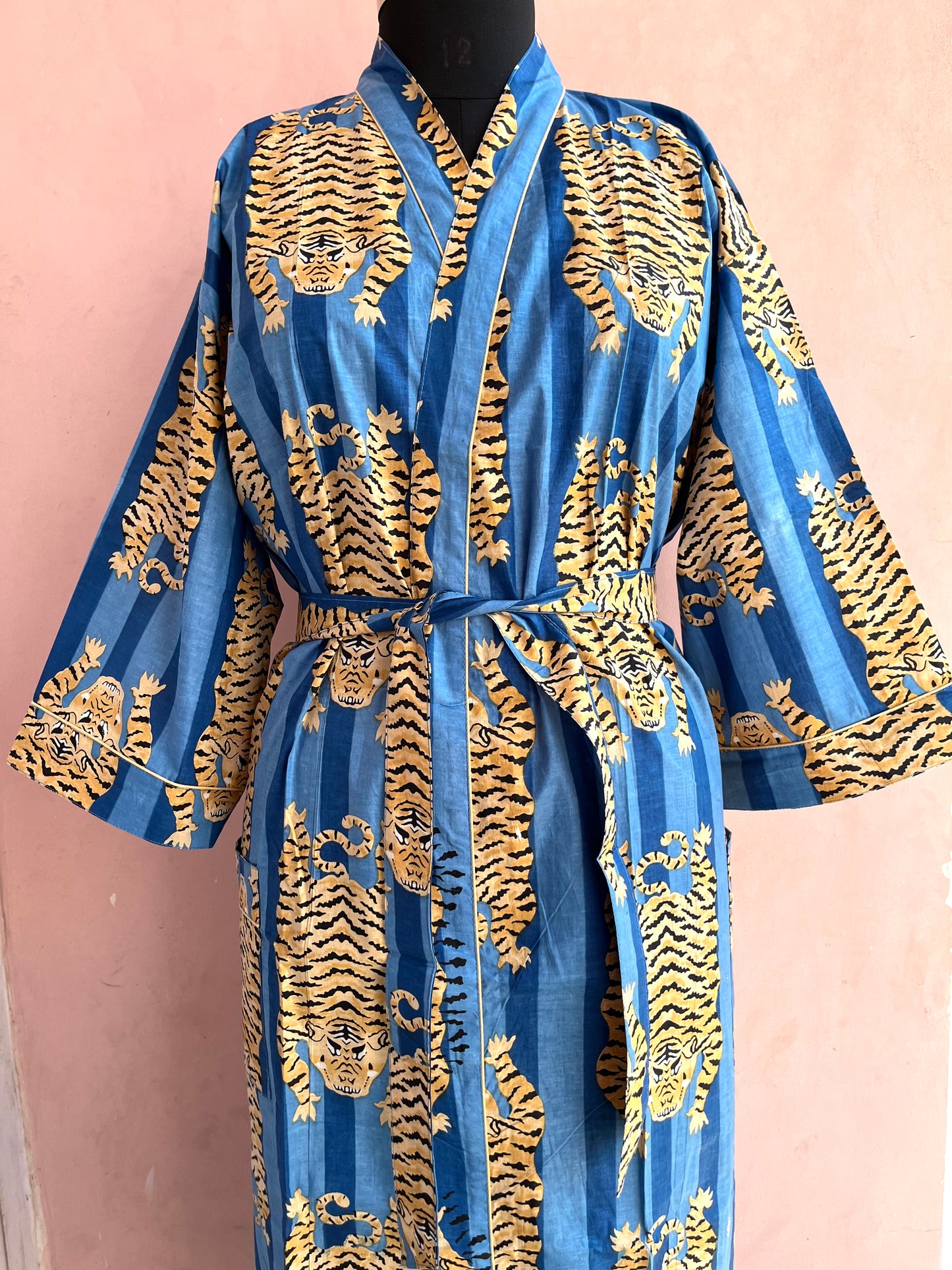 Blue Tiger Kimono Robe