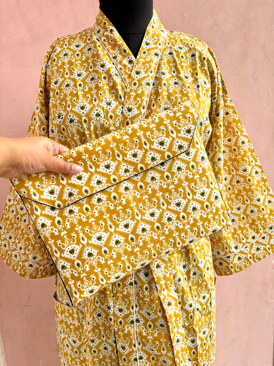 Indian Mustard Cotton Kimono Robe