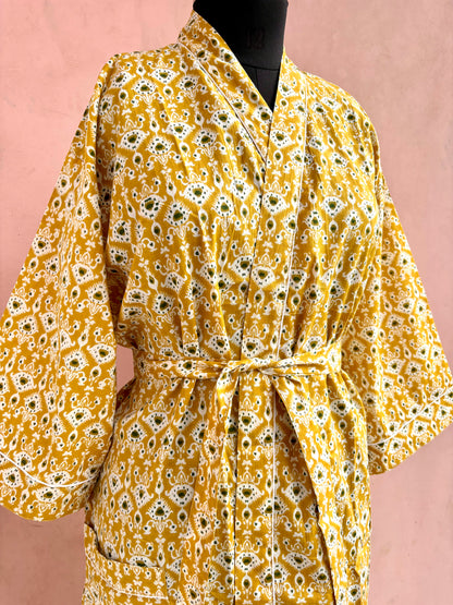 Indian Mustard Cotton Kimono Robe