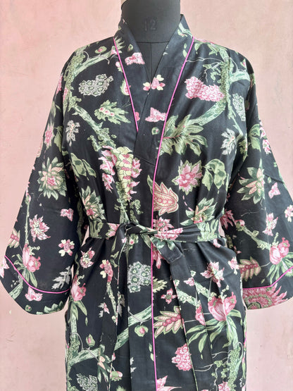 Midnight Aurora Cotton Kimono Robe