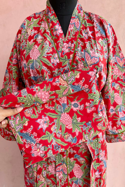 Sunset Splendor Cotton Kimono Robe