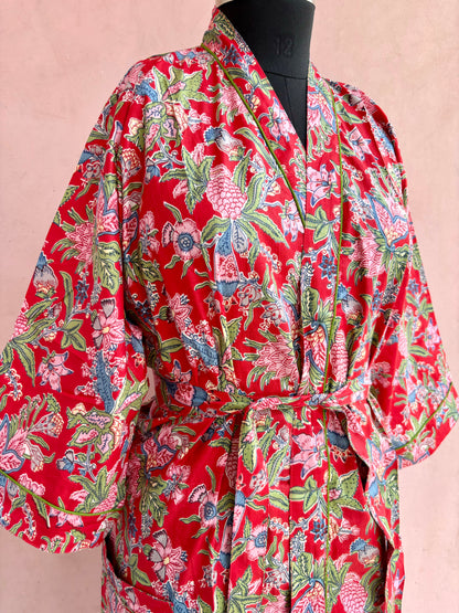 Sunset Splendor Cotton Kimono Robe