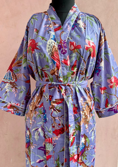 Lavender Garden Cotton Kimono Robe