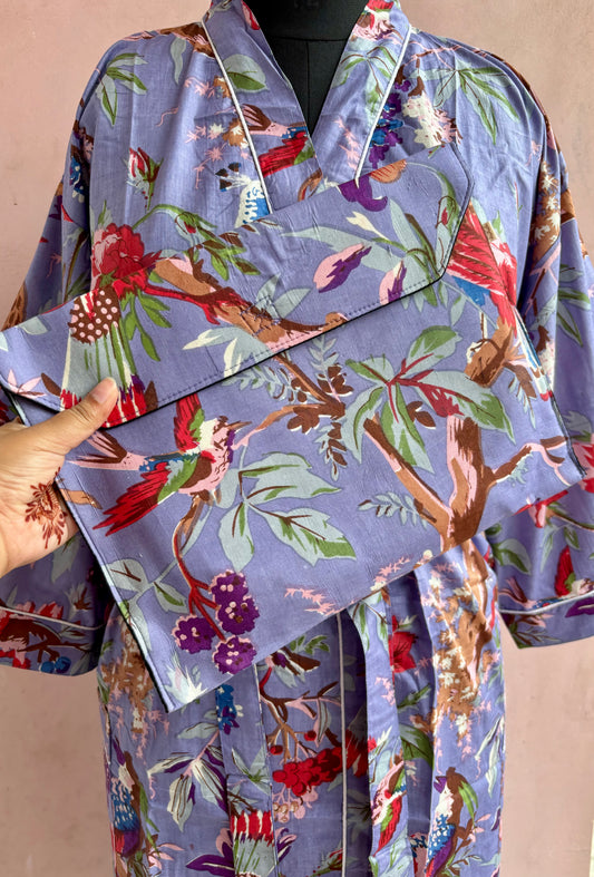 Lavender Garden Cotton Kimono Robe