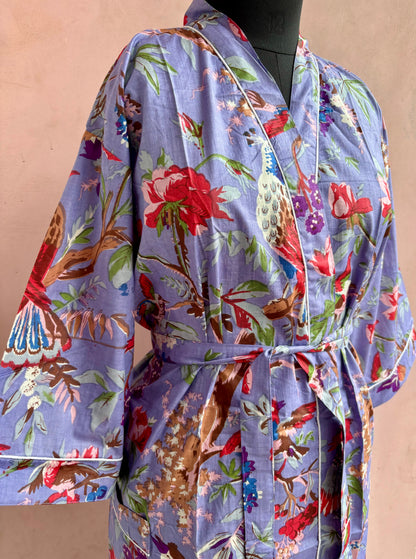 Lavender Garden Cotton Kimono Robe