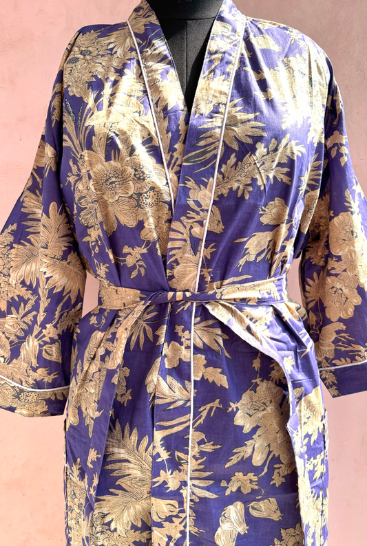 Violet Cotton Kimono Robe