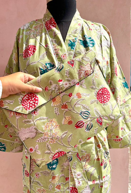 Pista Floral Cotton Kimono Robe