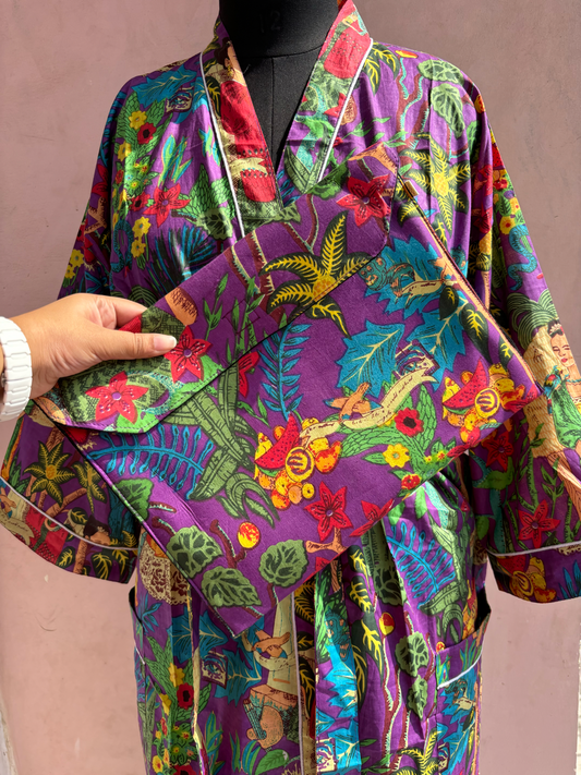 Violet Frida Cotton Kimono Robe