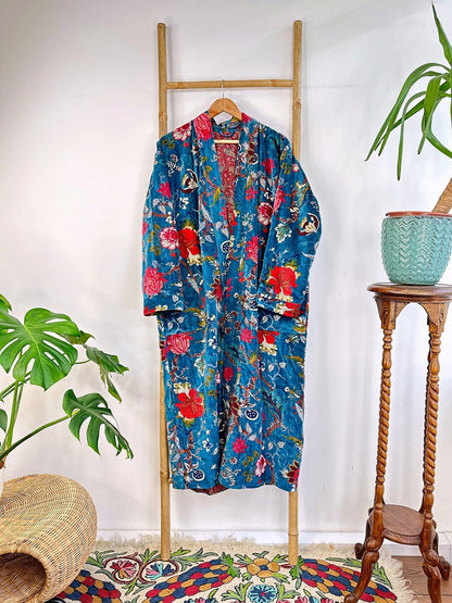 Indigo Velvet Kimono Robe - LOLITHA