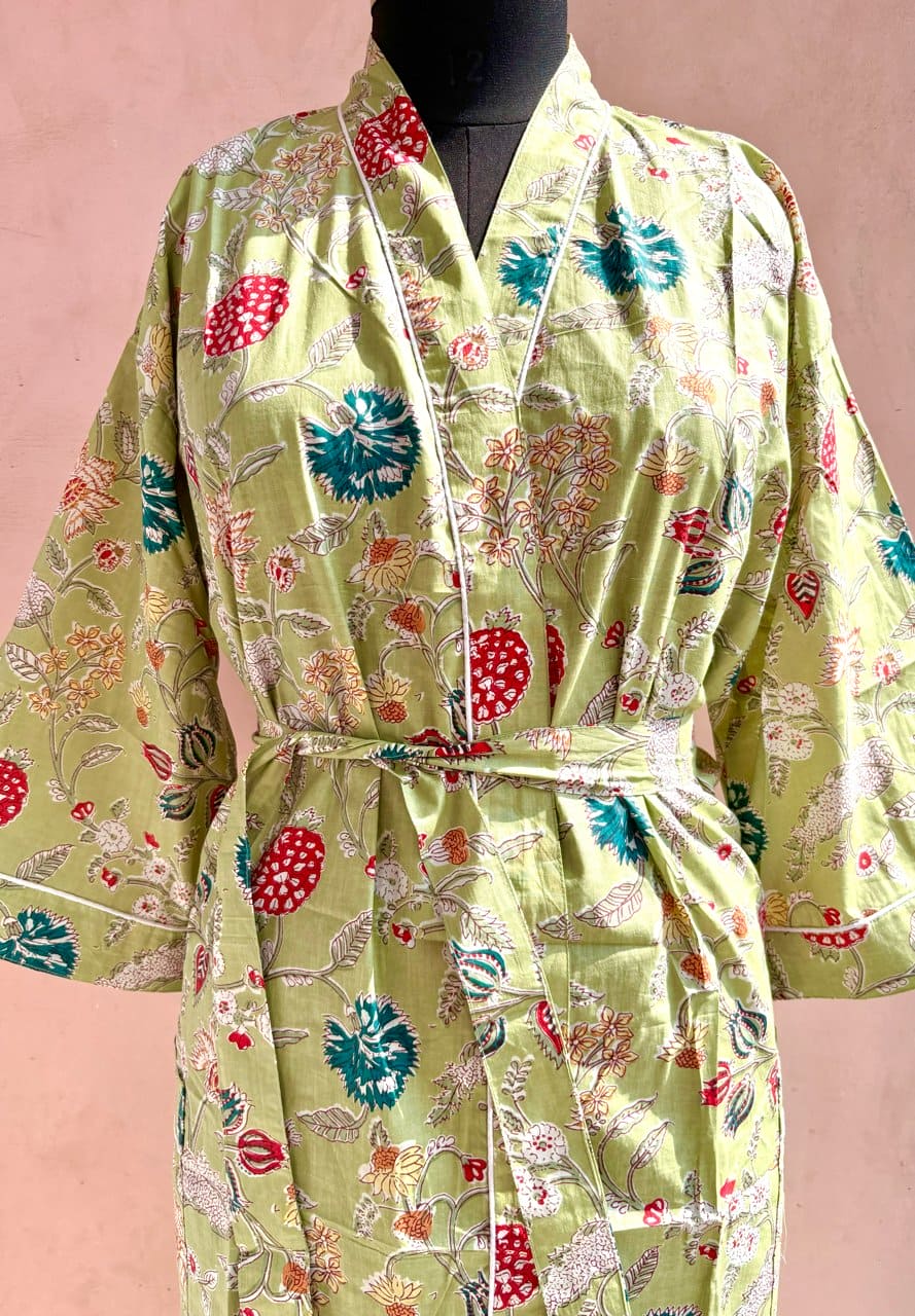 Pista Floral Cotton Kimono Robe - LOLITHA