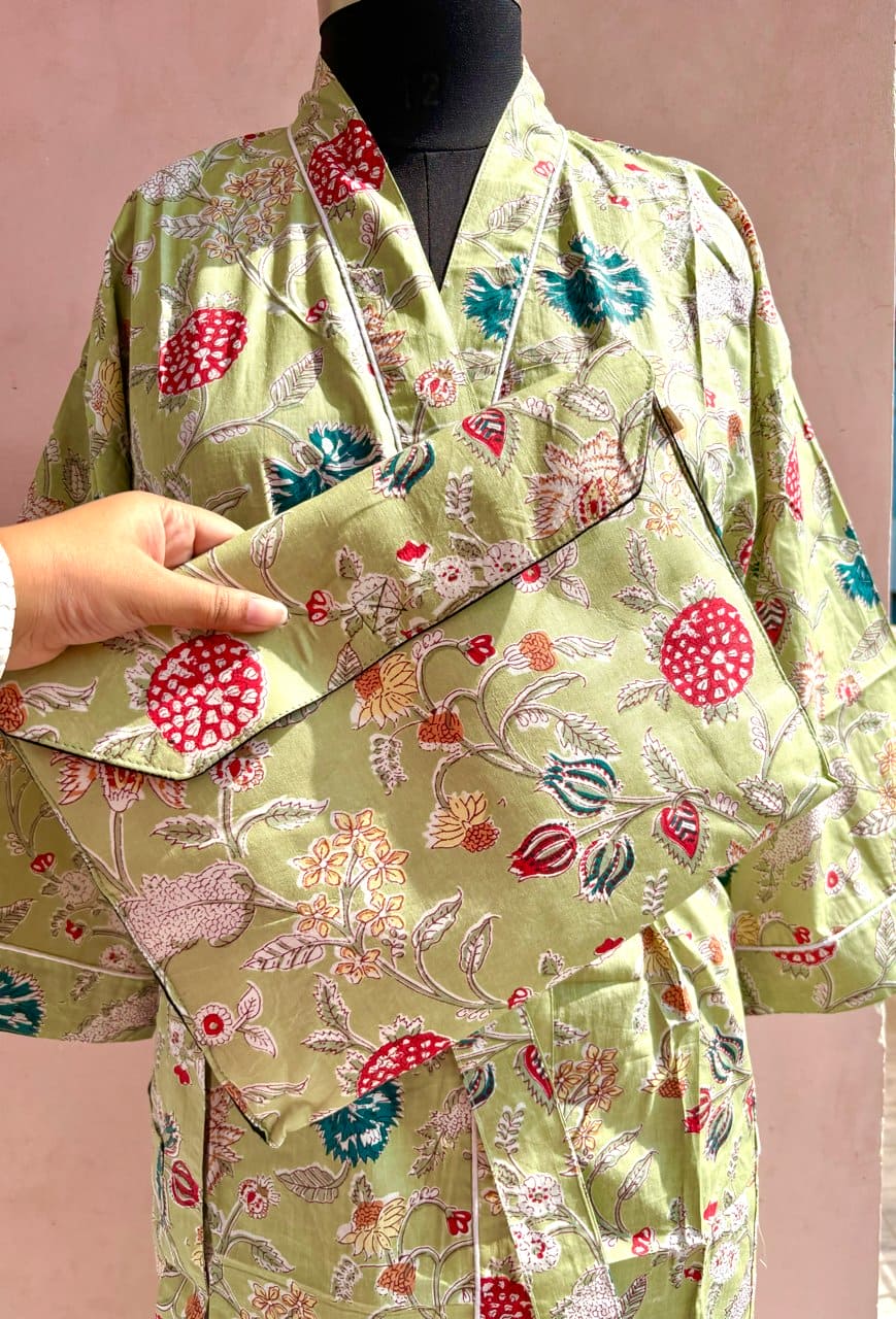 Pista Floral Cotton Kimono Robe - LOLITHA