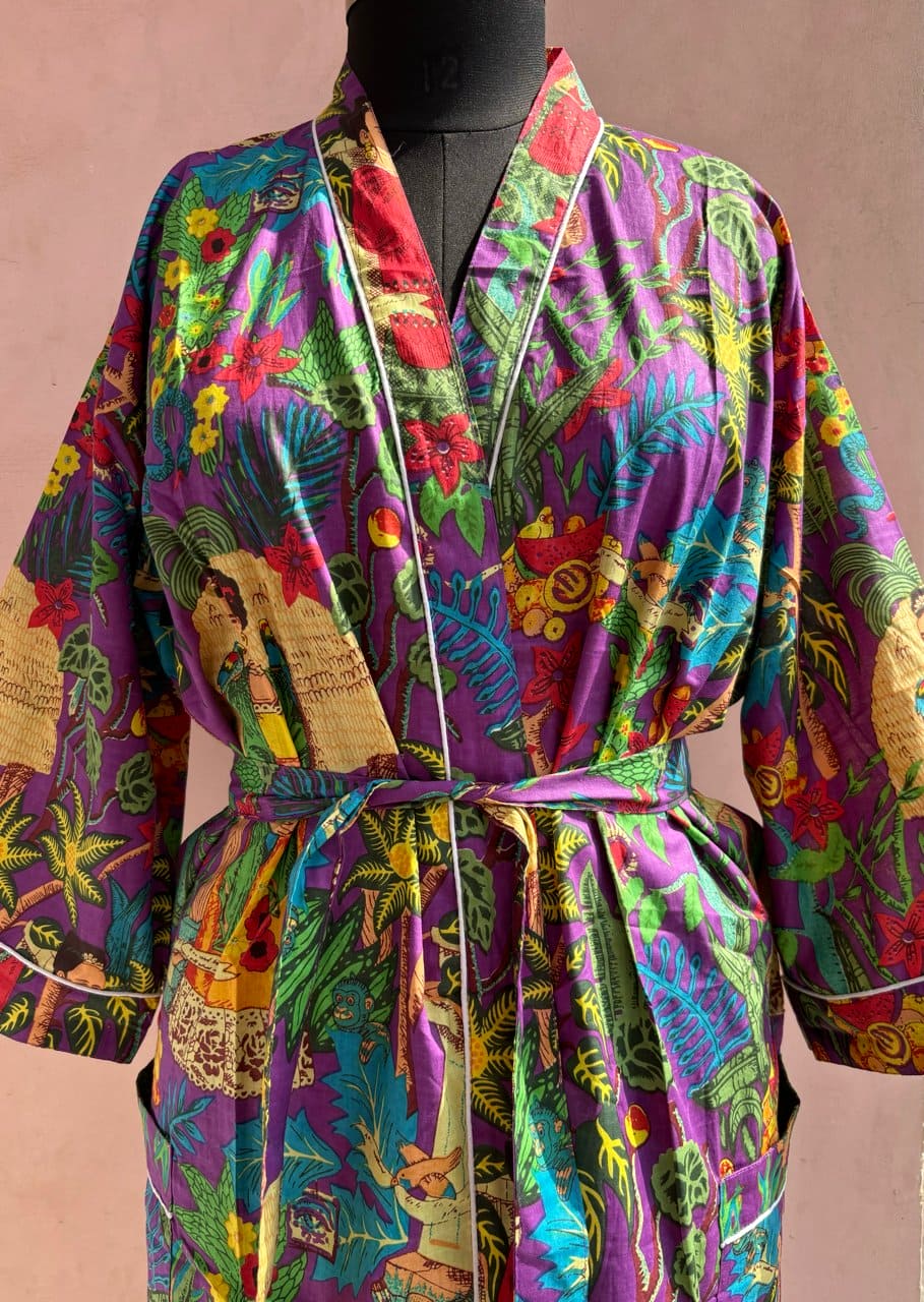 Violet Frida Cotton Kimono Robe - LOLITHA