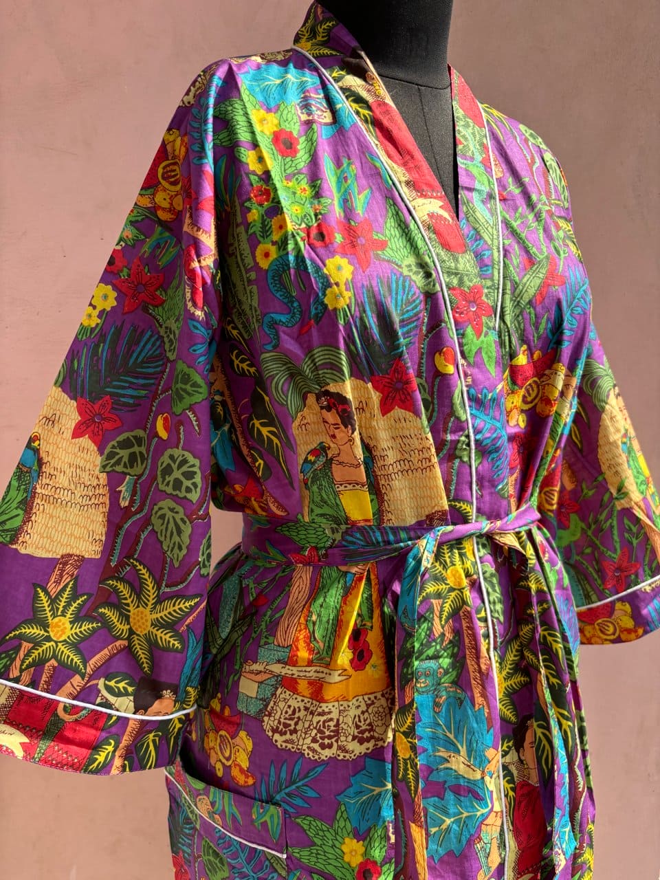 Violet Frida Cotton Kimono Robe - LOLITHA