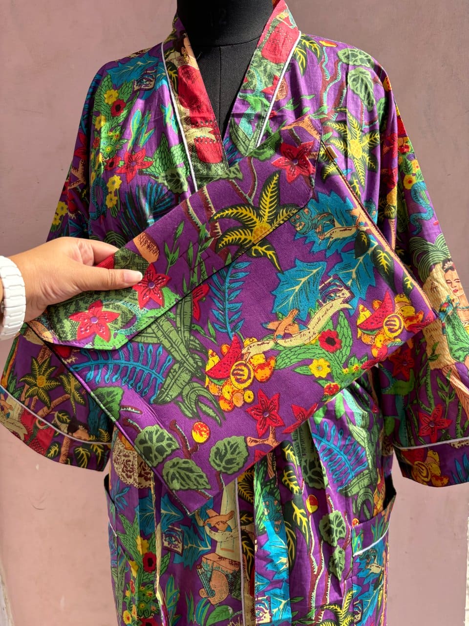 Violet Frida Cotton Kimono Robe - LOLITHA